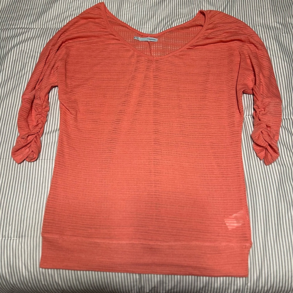 Maurices Coral Long Sleeve Top with Ruched Detail